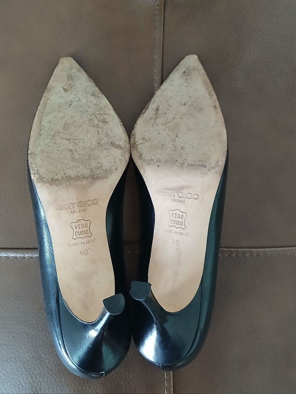Jimmy Choo Black Pointed Toe Leather Pumps - Picture 8 of 10